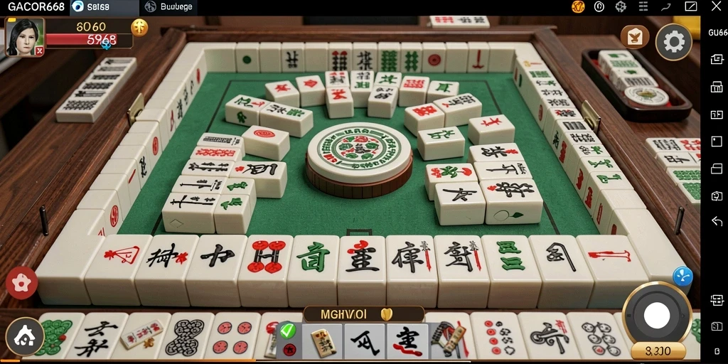Tampilan gameplay menarik dari GACOR668 dengan elemen Mahjong.