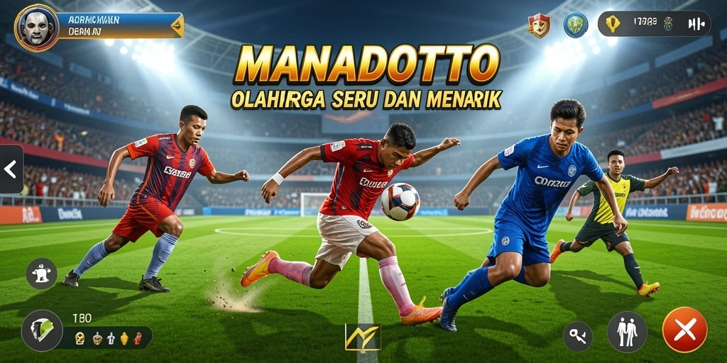Tampilan gameplay seru dari MANADOTOTO yang menampilkan pertandingan olahraga.
