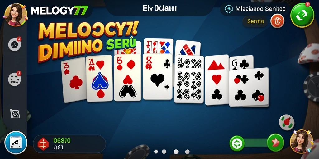 Tangkapan layar utama <strong>MELODY77</strong> menampilkan aksi permainan Domino yang seru.