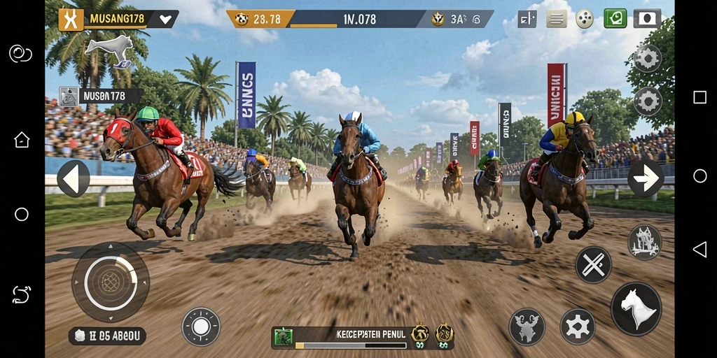 Tampilan gameplay menarik dalam balapan motor yang seru.