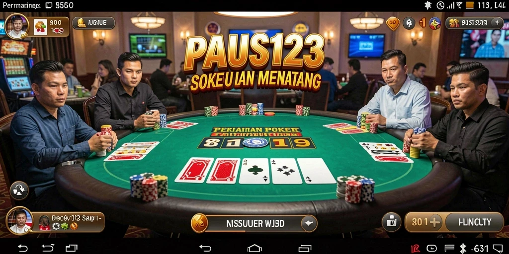 Tampilan utama PAUS123 menampilkan pemain yang beraksi dalam permainan Poker.