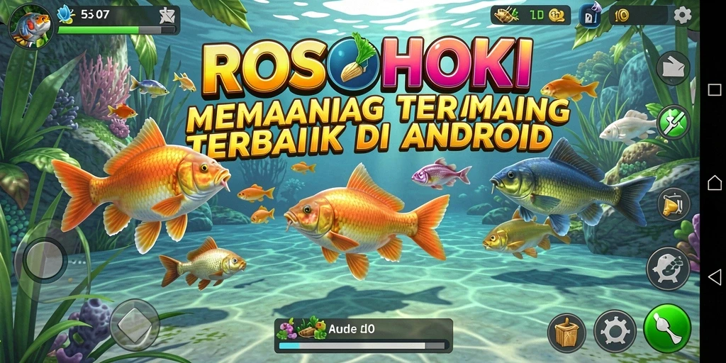 Gambar gameplay ROSOHOKI yang menunjukkan aksi memancing yang mendebarkan.