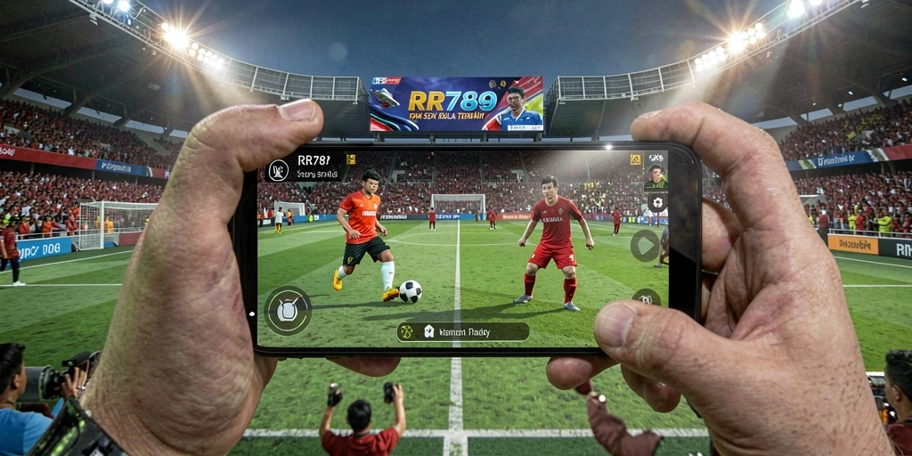 Screenshot menampilkan aksi sepak bola seru dalam gameplay RR789.