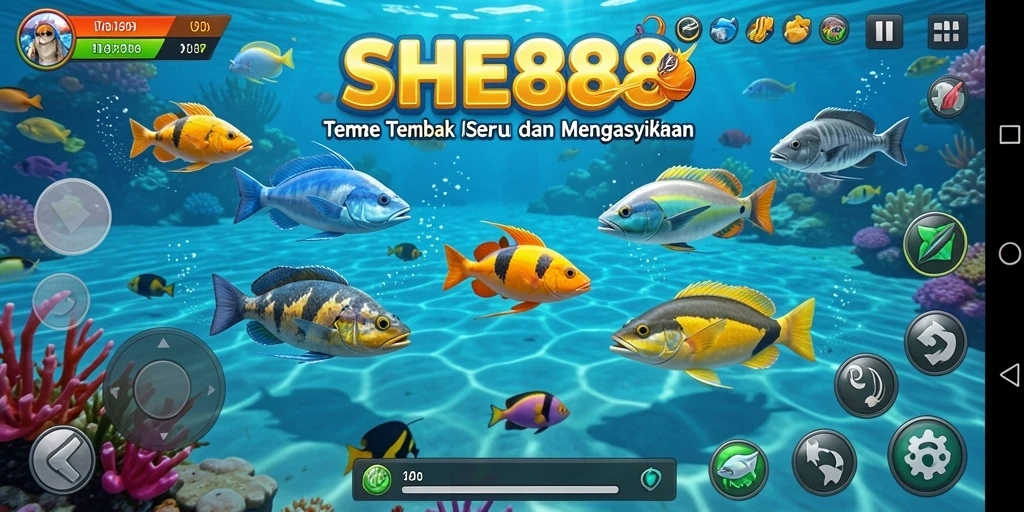 Screenshot utama dari gameplay Tembak Ikan SHE888 yang menarik.