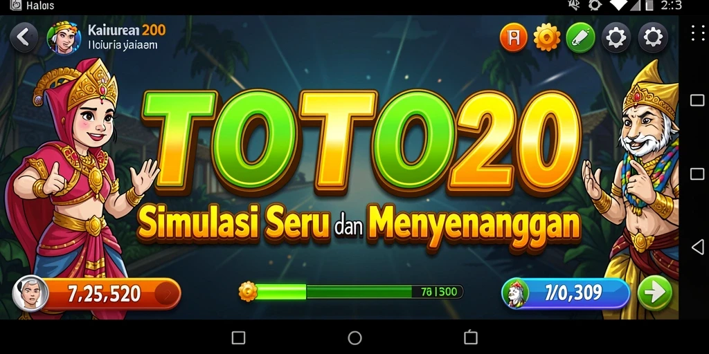 Tampilan gameplay TOTO20 yang menarik dan penuh warna.